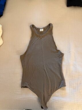 Aritzia High Neck Sleeveless Bodysuit - Taupe